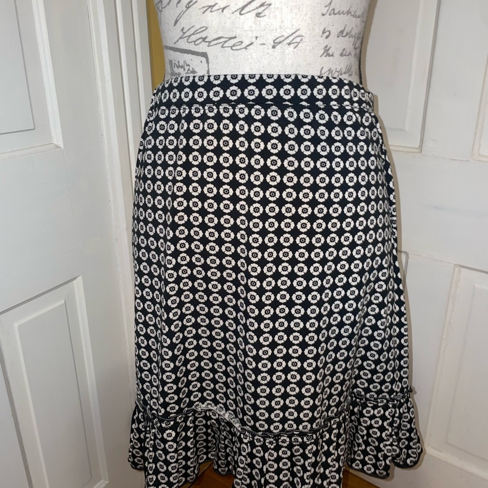 Vintage Black and White Floral Midi Skirt